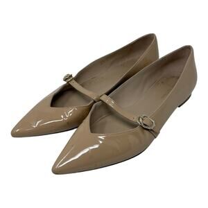 Stuart Weitzman Patent Leather Mary Jane Pointed Toe Flats Nude Size 8B